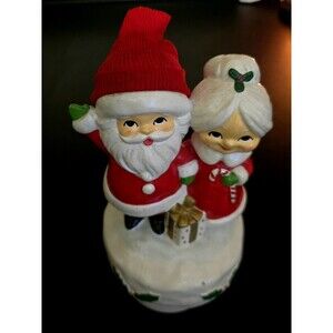 RARE Gorham 1985 Mr. & Mrs. Claus Rotating Musical Santa Claus is Coming To Town